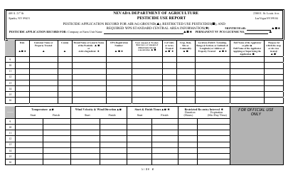 Pesticide Use Record Keeping Form - Aerial and Agricultural - Nevada, Page 2