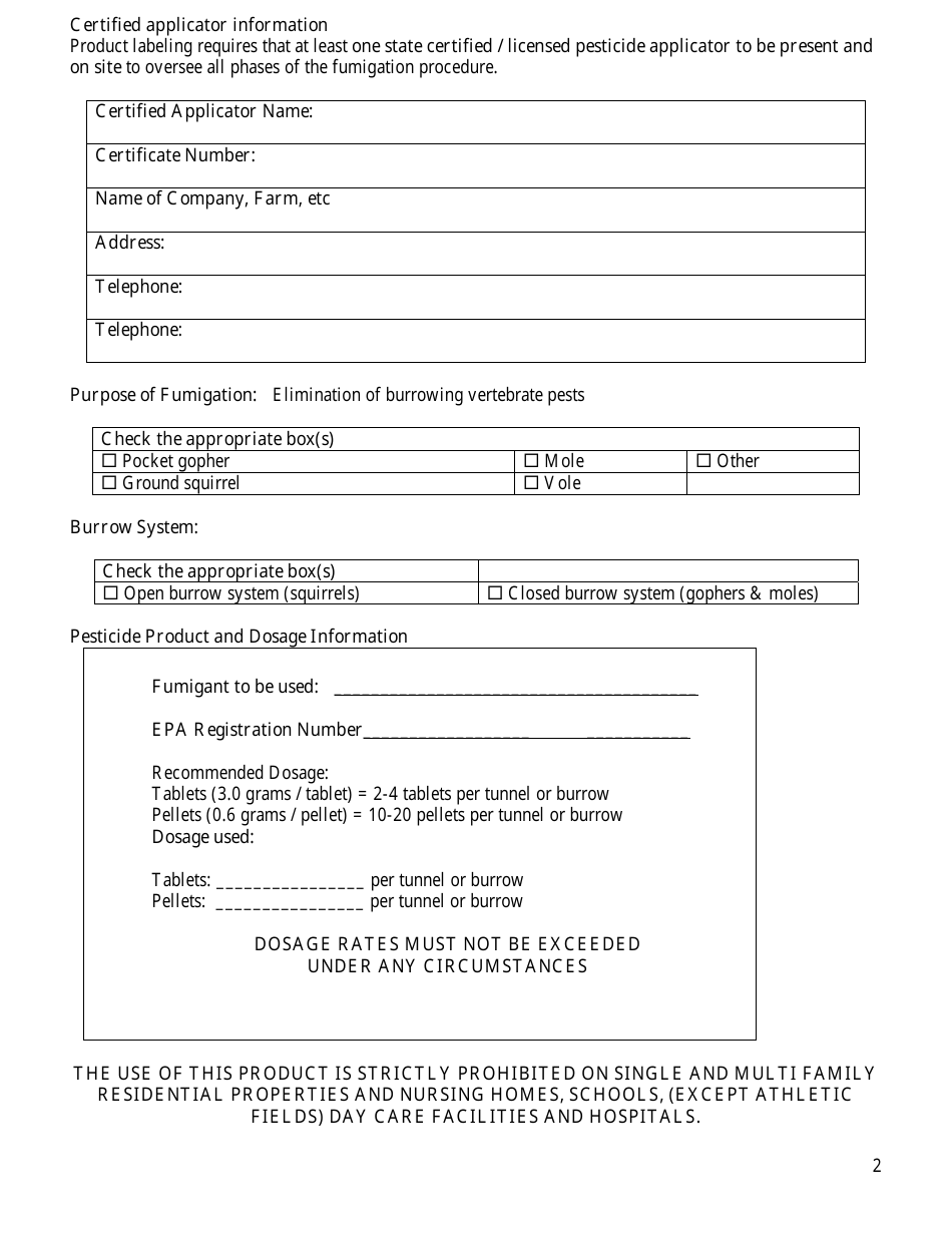 Fumigation Management Plan - for Burrowing Rodents - Nevada, Page 2