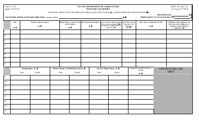 Pesticide Use Record Keeping Form - Urban and Structural - Nevada, Page 2