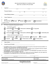 Document preview: Inactive License Application Form - Nevada