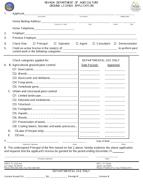 Ground License Application Form - Nevada Download Pdf