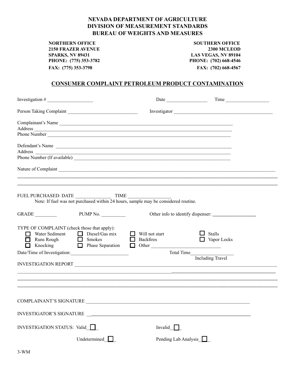 Form 3-WM - Fill Out, Sign Online and Download Fillable PDF, Nevada ...