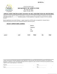 Document preview: Application for Dealers License to Sell Restricted-Use Pesticides - Nevada
