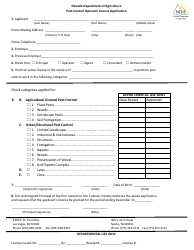 Document preview: Pest Control Operator License Application Form - Nevada