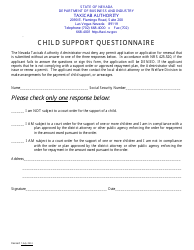 Document preview: Child Support Questionnaire Form - Nevada