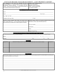 Document preview: Lost Property Report Form - Nevada