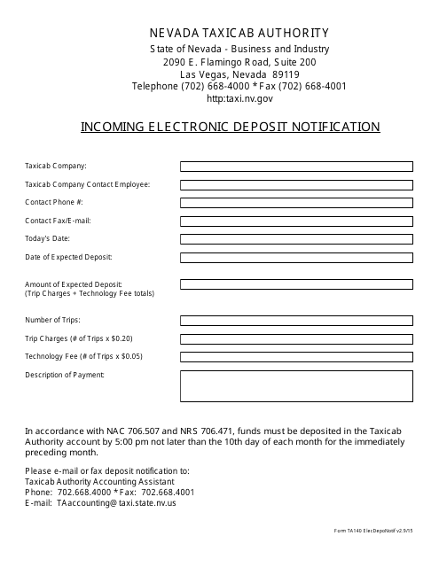 Form TA140  Printable Pdf