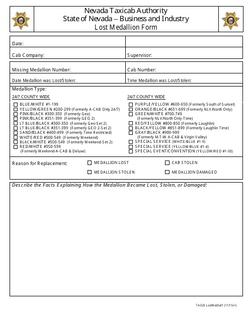 Form TA026  Printable Pdf
