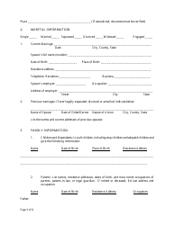 Personal History Record Form - Nevada, Page 2
