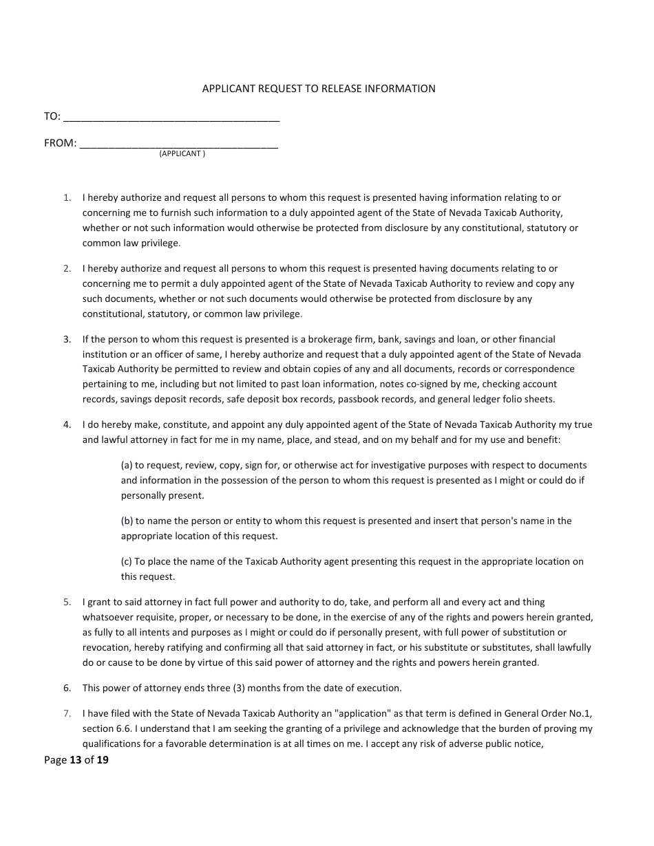 Application for a Certificate of Public Convenience and Necessity (Cpcn) - Nevada, Page 13