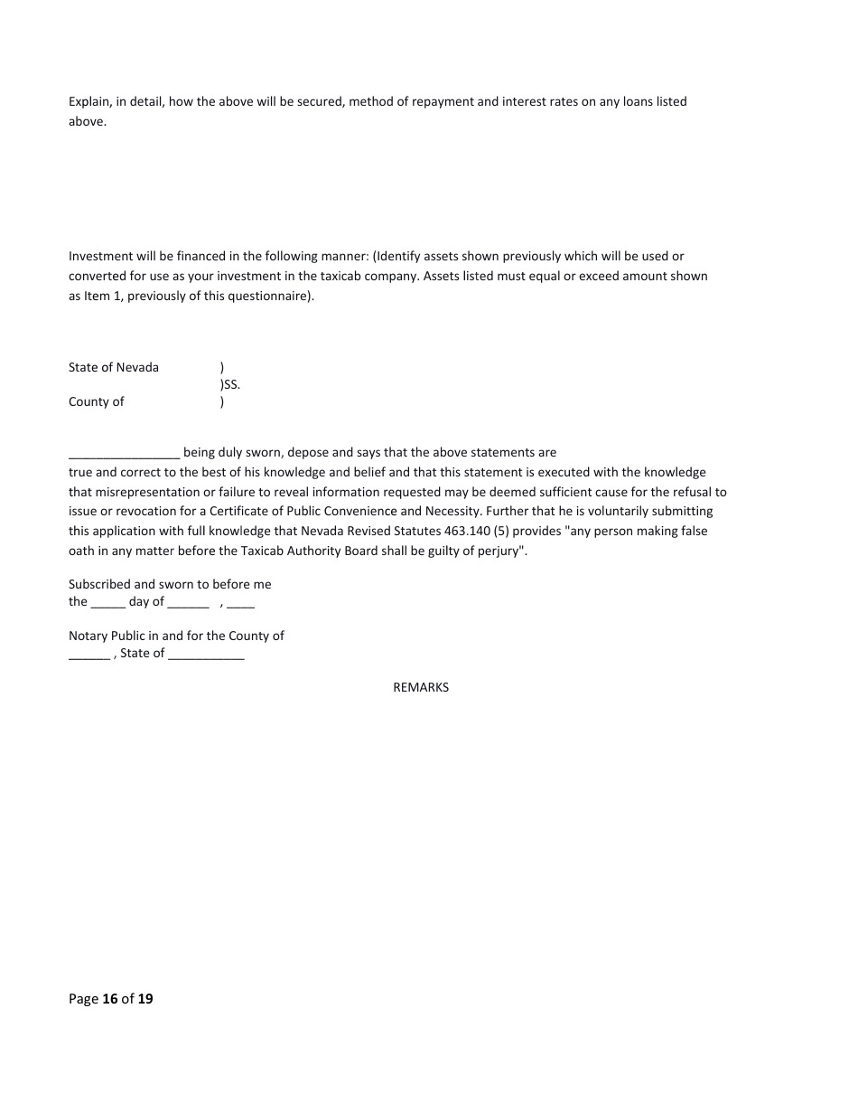 Application for a Certificate of Public Convenience and Necessity (Cpcn) - Nevada, Page 16