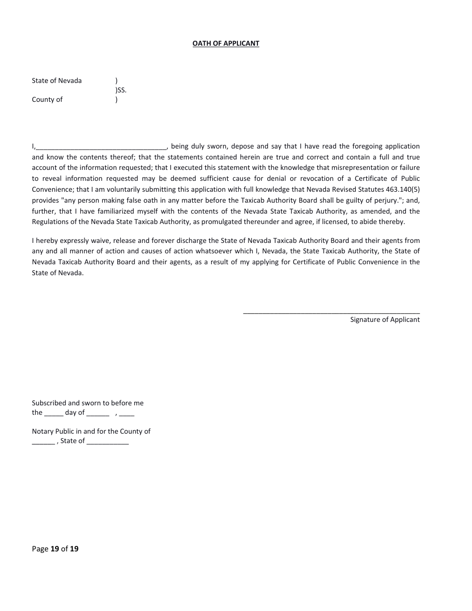Application for a Certificate of Public Convenience and Necessity (Cpcn) - Nevada, Page 19