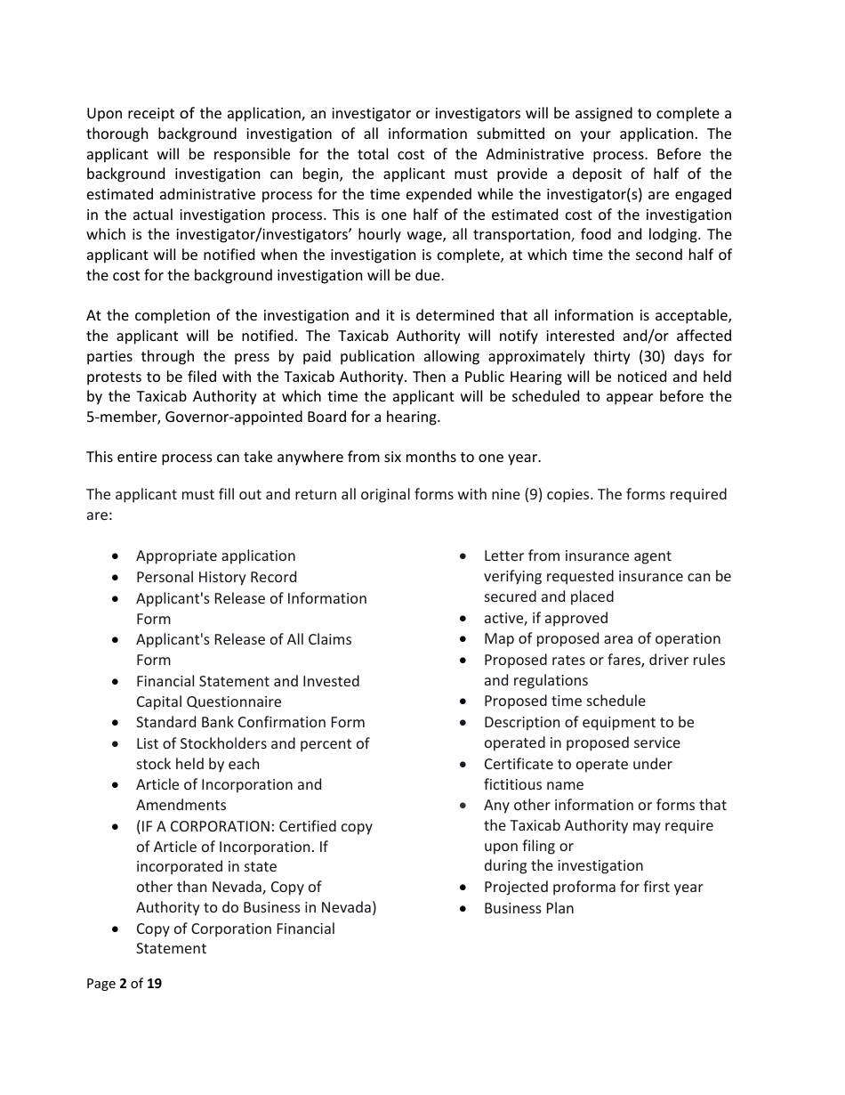 Application for a Certificate of Public Convenience and Necessity (Cpcn) - Nevada, Page 2