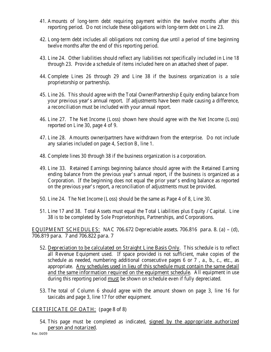 Annual Financial Report Form - Nevada, Page 5