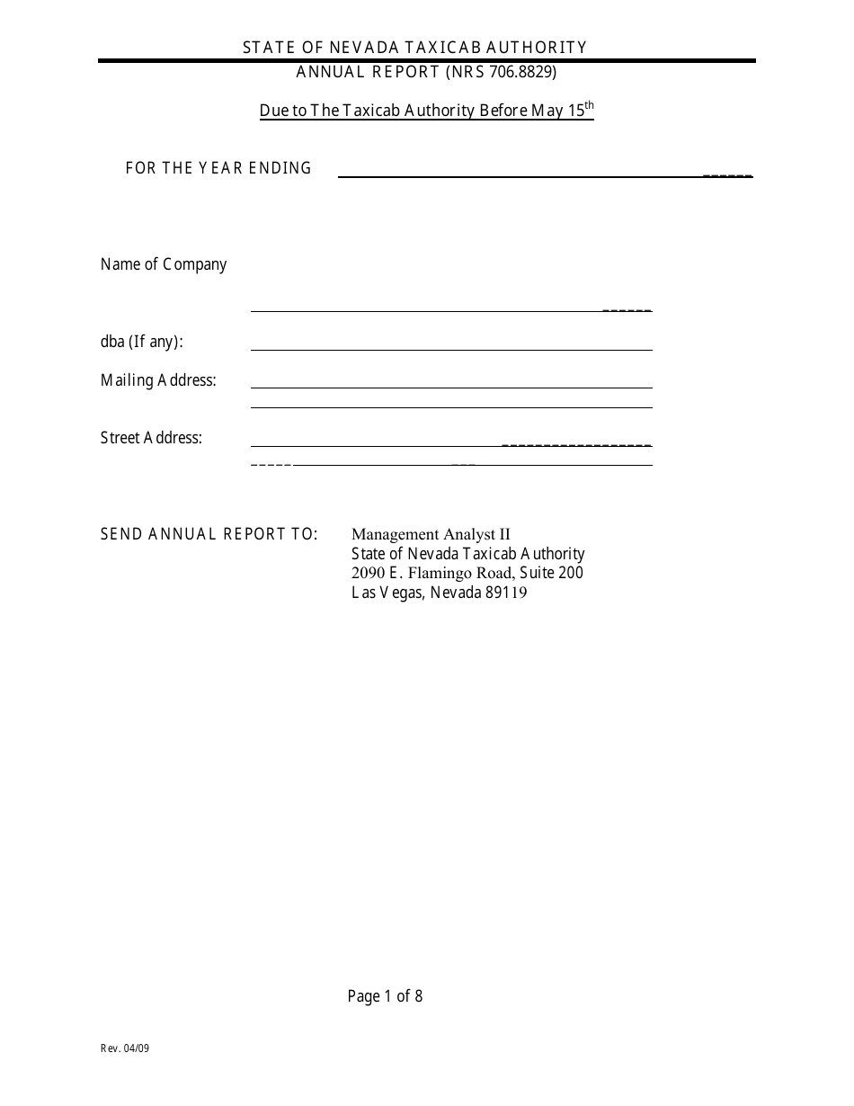 Annual Financial Report Form - Nevada, Page 6