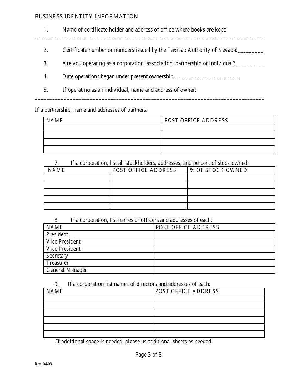 Annual Financial Report Form - Nevada, Page 8