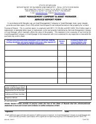 Form 762 Asset Management Company &amp; Asset Manager Service Report - Nevada
