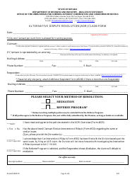 Form 520 Alternative Dispute Resolution (Adr) Claim Form - Nevada