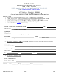 Document preview: Form 536 Appraisal Change Form - Interns, Appraisers, or Appraisal Management Companies - Nevada