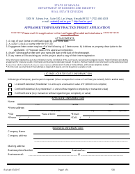 Document preview: Form 538 Appraiser Temporary Practice Permit Application - Nevada