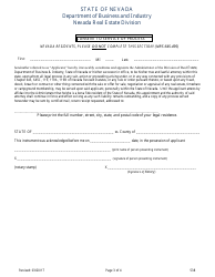 Form 538 Appraiser Temporary Practice Permit Application - Nevada, Page 3