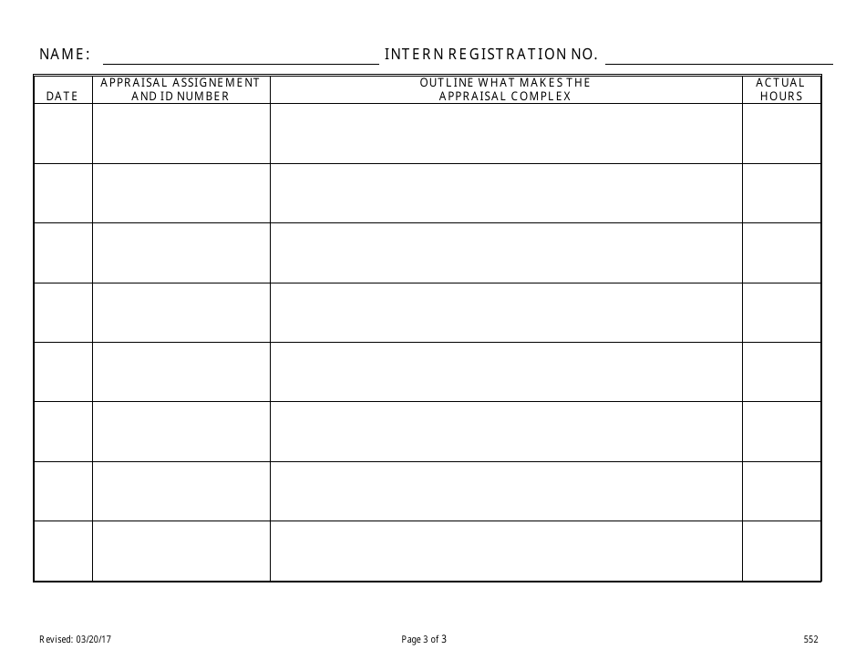Form 552 Appraisal Experience Certification - Nevada, Page 3