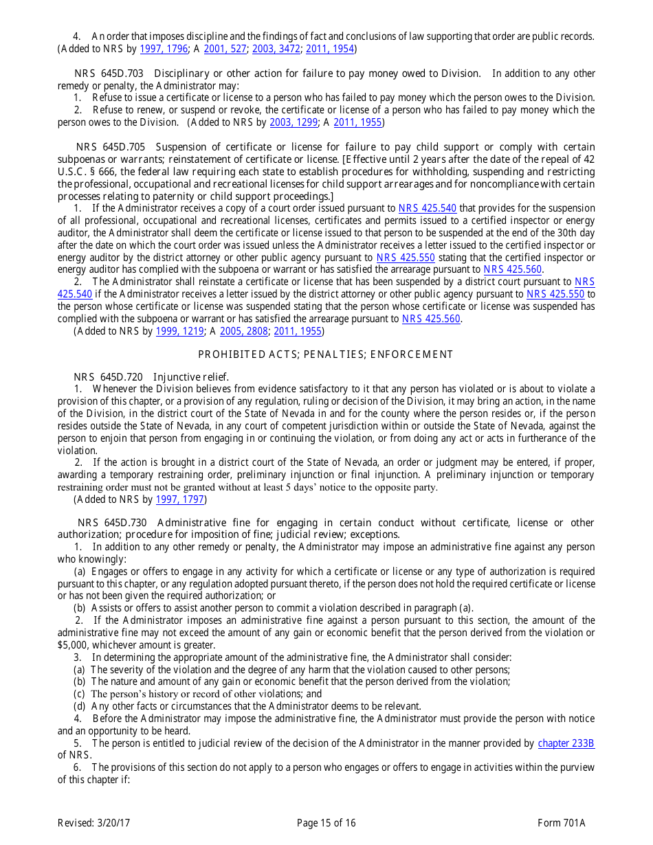 Form 701A Energy Auditors Pre-licensing Program Application - Nevada, Page 15