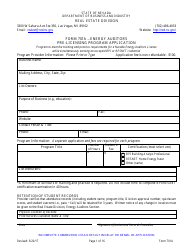 Form 701A Energy Auditors Pre-licensing Program Application - Nevada