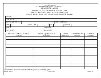 Form 701A Energy Auditors Pre-licensing Program Application - Nevada, Page 5