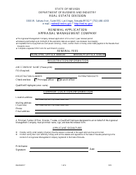 Document preview: Form 572 Appraisal Management Company Renewal Application - Nevada