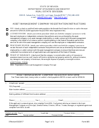 Form 665 Asset Management Company Registration Form - Nevada