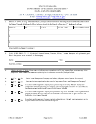 Form 665 Asset Management Company Registration Form - Nevada, Page 2