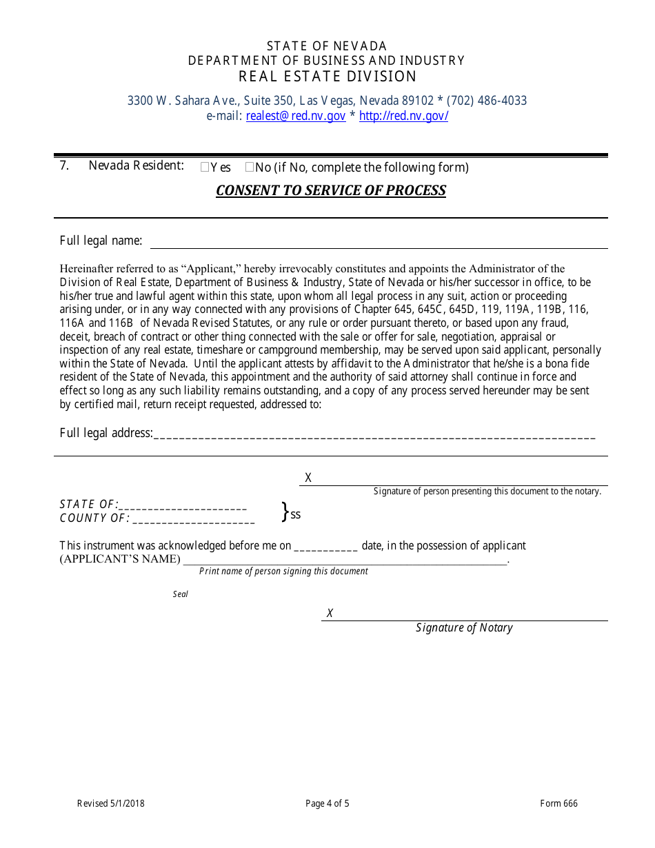 Form 666 Application for Asset Management Permit - Nevada, Page 4