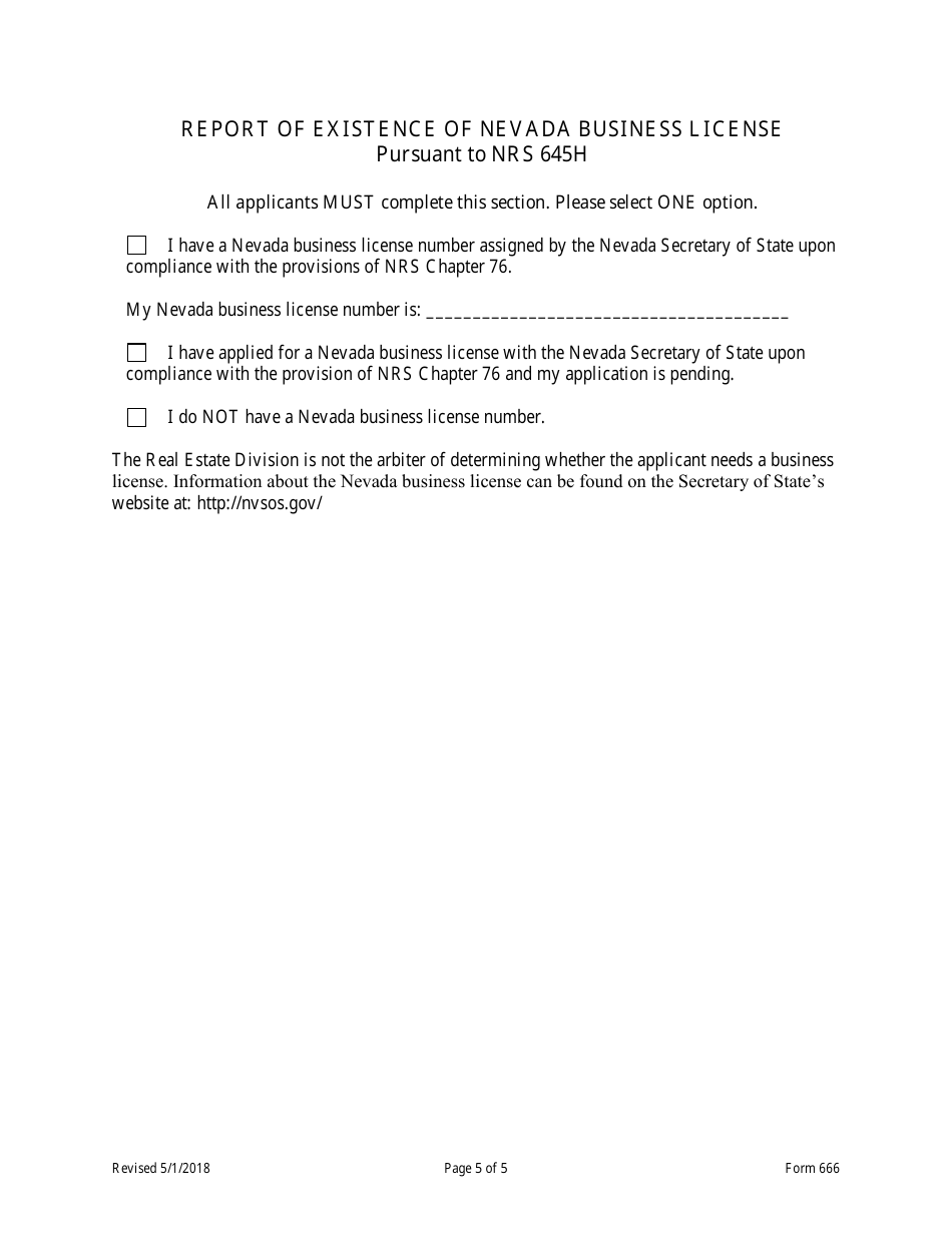 Form 666 Application for Asset Management Permit - Nevada, Page 5