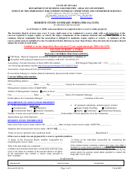 Form 609 Reserve Study Summary Form - Nevada