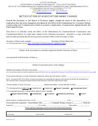 Document preview: Form 646 Notification of Association Name Change - Nevada