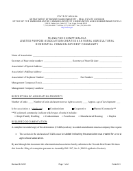 Document preview: Form 651 Limited Purpose Rural Agricultural Exemption - Nevada