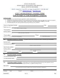 Form 763 Asset Management Change Form - Nevada