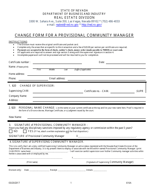 Form 616A  Printable Pdf