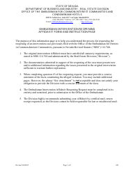 Document preview: Form 605 Ombudsman Intervention Affidavit Reopening Request - Nevada