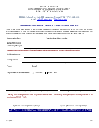 Document preview: Form 634 Community Manager Certificate Disassociation Form - Nevada