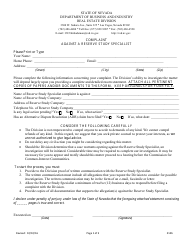 Document preview: Form 514B Complaint Against a Reserve Study Specialist - Nevada
