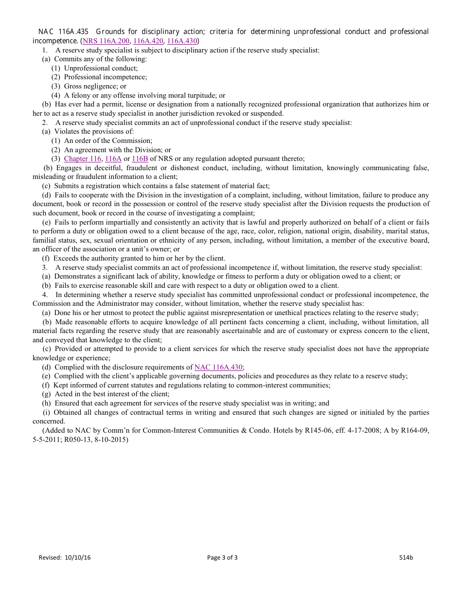 Form 514B Complaint Against a Reserve Study Specialist - Nevada, Page 3