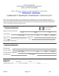 Form 659 Community Manager Temporary Certificate - Nevada, Page 2