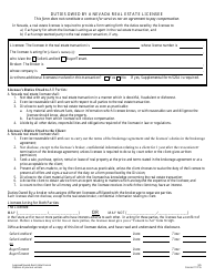 Document preview: Form 525 Duties Owed by a Nevada Real Estate Licensee - Nevada