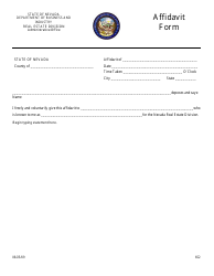 Document preview: Form 652 Nevada Real Estate Division Affidavit - Nevada