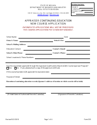 Form 535 Appraiser Continuing Education New Course Application - Nevada