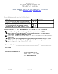 Form 626 Appraiser Continuing Education Course Renewal Application - Nevada, Page 2