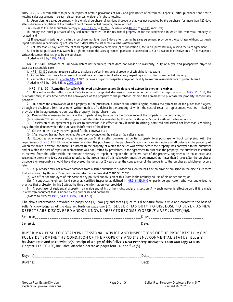 Form 547 - Fill Out, Sign Online and Download Fillable PDF, Nevada ...