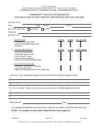 Document preview: Form 592C Community Association Manager Distance Education Content and Instructor Evaluation - Nevada